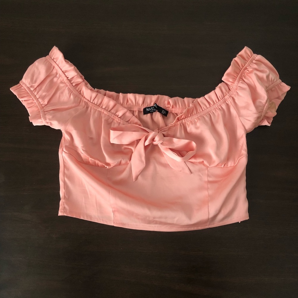 Baby Pink satin cropped top